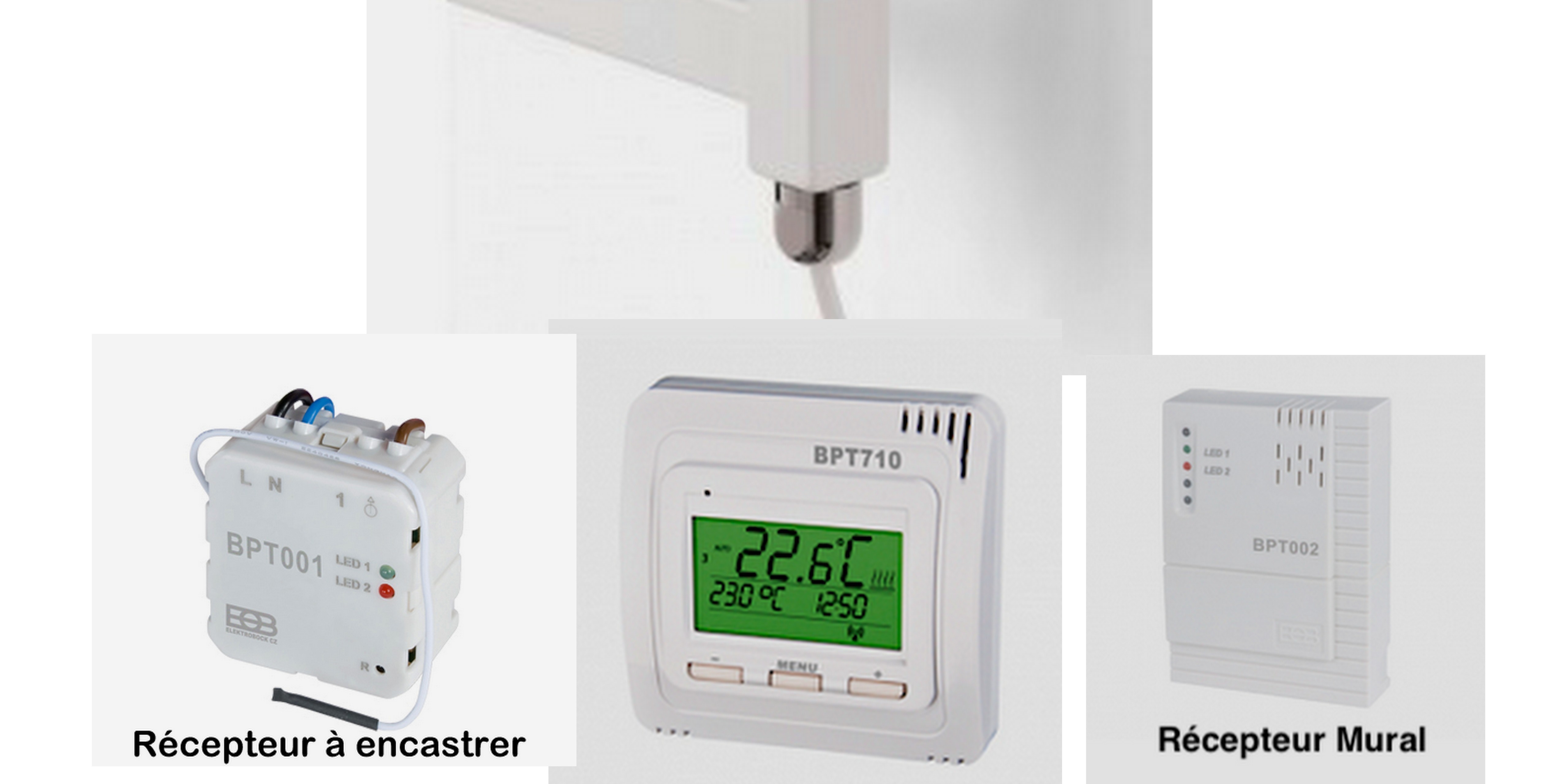 Thermostat Sans Fil Avec Recepteur Pour Radiateur Electrique Ensemble thermostat et résistance pour transformer son radiateur sèche-serviettes en mixte , Thermostat sans fil