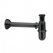 détails SIPHON LAVABO LAITON RETRO CHROMÉ NOIR BROSSÉ
