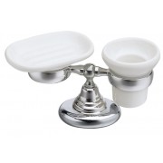 détails Ensemble Porte-savon et gobelet en céramique MUSEO rétro