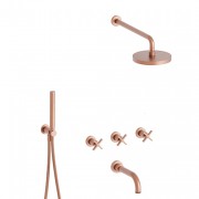 détails BAIN DOUCHE ENCASTRÉ OR ROSÉ BROSSÉ CROSS ROAD