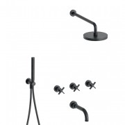 détails BAIN DOUCHE ENCASTRÉ CHROMÉ NOIR BROSSÉ CROSS ROAD