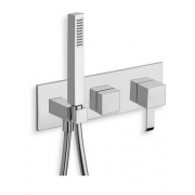 QUADRI FACADE 3 SORTIES MITIGEUR DOUCHE/BAIN-DOUCHE CHROME