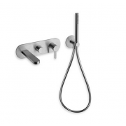 détails MITIGEUR BAIN DOUCHE 2 SORTIES MURAL ENCASTRE UNIX 100 % INOX BROSSE VIDAGE UP & DOWN