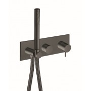 détails FAÇADE 2 SORTIES NOIR MAT MITIGEUR DOUCHE / BAIN-DOUCHE TRIVERDE
