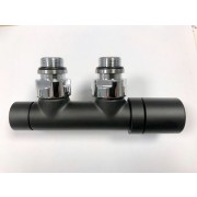 détails Vanne manuelle Noire Equerre 1/2" M 3/4" M Noir mat 9005