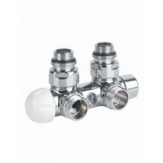 détails Vanne Thermostatique Nickel satiné Equerre M 1/2" M 3/4" EK  