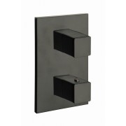 détails FAÇADE QUADRI 3 SORTIES THERMOSTATIQUE NOIR MAT