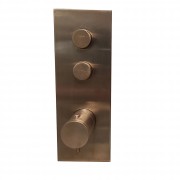 détails FAÇADE TRIVERDE OR ROSÉ BROSSÉ 2 SORTIES THERMOSTATIQUE ENCASTRÉE THERMO TWIST XT61234