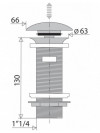BONDE LAVABO LAITON H 130 mm - Chrome - VALENTIN - bonde-1-digiclic-avec-lanterne-pour-vasque-avec-trop-plein-h-130-mm-chrome