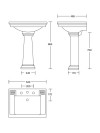 Lavabo Rétro sur Colonne ASCOTT - HORUS - cote_technique_lavabo_ascott_horus