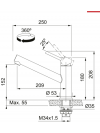 Pièces détachées pour ORBIT BEC Inox - FRANKE - dimension_robinet_franke_115.0569.290_orbit_bec_inox