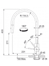 Piéces détachées EOS NEO DOUCHETTE - FRANKE - dimensions_robinet_franke_eos_neo_douchette_115.0590.045