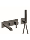 FACADE NOIR MAT QUADRI 2 SORTIES MITIGEUR BAIN DOUCHE  MURAL ENCASTRE  - qm10813