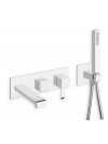 FACADE CHROME QUADRI 2 SORTIES MITIGEUR BAIN DOUCHE  MURAL ENCASTRE  - qm10851