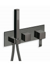 QUADRI FACADE 2 SORTIES NOIR MAT MITIGEUR DOUCHE/BAIN-DOUCHE  - qm60813