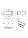 Baignoire Ilot ADMIRAL A DOUBLE EXTREMITE  1650/1800 mm - schema_baignoire_acrylique_admiral_1640mm_burlington