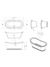 Baignoire Ilot ADMIRAL A DOUBLE EXTREMITE  1650/1800 mm - schema_baignoire_acrylique_admiral_1800mm_burlington