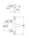 MITIGEUR BAIN-DOUCHE THERMOSTATIQUE THETA  - schema_mitigeur_bain_douche_thermostatique_theta_te10551