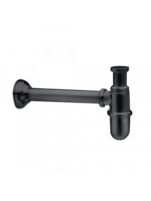 SIPHON LAVABO LAITON RETRO CHROMÉ NOIR BROSSÉ