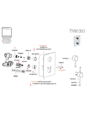 Joint de Plaque sans vis ONDYNA pour TV81351