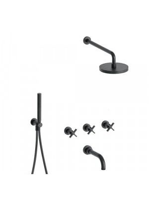 BAIN DOUCHE ENCASTRÉ CHROMÉ NOIR BROSSÉ CROSS ROAD