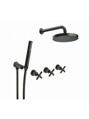 PACK ENCASTRE NOIR MAT DOUCHE EXECUTIVE MELANGEUR 2 SORTIES