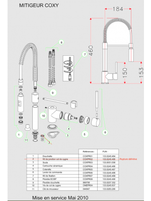Pieces detachees COXY 100295 - FRANKE