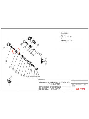 Bague rallonge pour mélangeur mural - HORUS