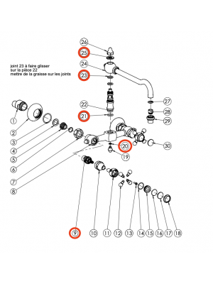 Kit reparation Mélangeur 01102 - HORUS