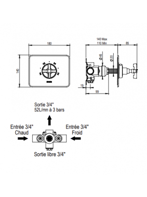 Corps de mitigeur thermostatique à encastrer - ZEPHYR - HORUS