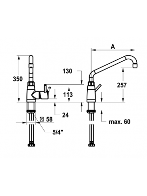 Mitigeur à levier - Cuisine professionnelle GASTRO E - Acier Inoxidable - KWC