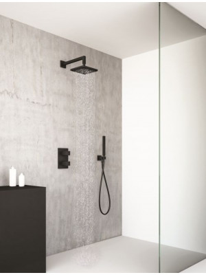 PACK QUADRI NOIR MAT DOUCHE THERMOSTATIQUE ENCASTRE