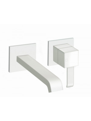 QUADRI MITIGEUR BLANC MAT LAVABO MURAL  A ROSASES BEC CASCADE