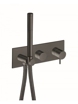 FAÇADE 2 SORTIES NOIR MAT MITIGEUR DOUCHE / BAIN-DOUCHE TRIVERDE