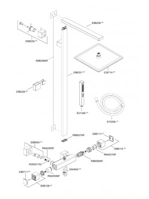 Piéces détachées STRAYT Colonne de Douche E98321-CP - Jacob DLAFON