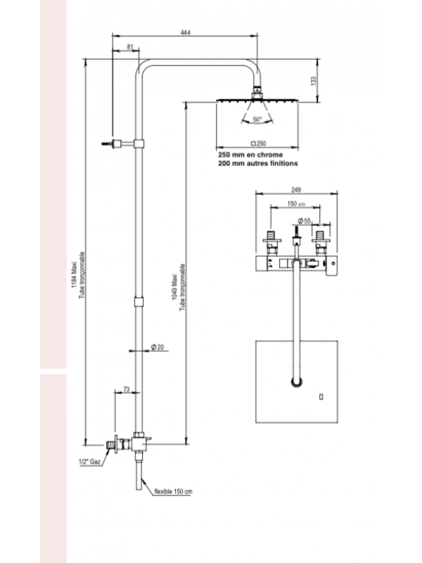 COLONNE DOUCHE THERMOSTATIQUE ECHO CHROMÉ - 43796_colonne_douche_echo_horus_sch_ma_1