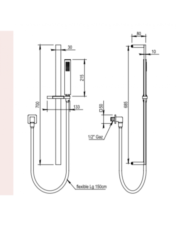ENSEMBLE COMPLET DE DOUCHE HORUS : Sortie mural PHILAE / ECHO 55532 - 55-532_horus_set_douche_complet_philae_schema