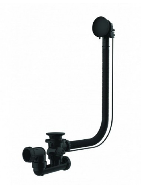 VIDAGE BAIGNOIRE Long  : 650 mm - Noir Mat - VALENTIN - 583900-vidage-pour-baignoire-automatique-a-cable-de-650-mm-sortie-orientable-a-360-noir-mat