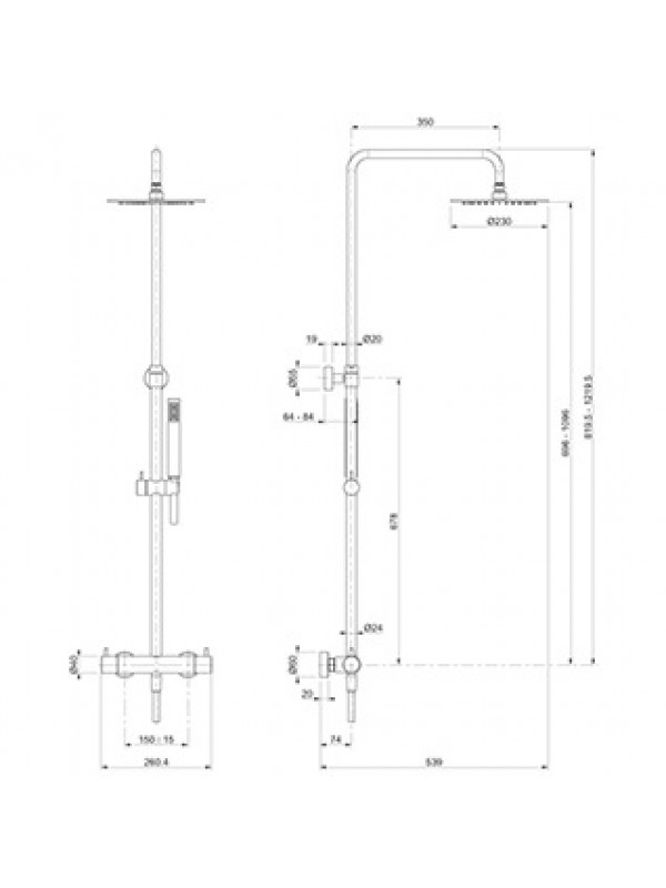 COLONNE DOUCHE THERMOSTATIQUE AIR FRESH - PAINI - 78cr230th-schema