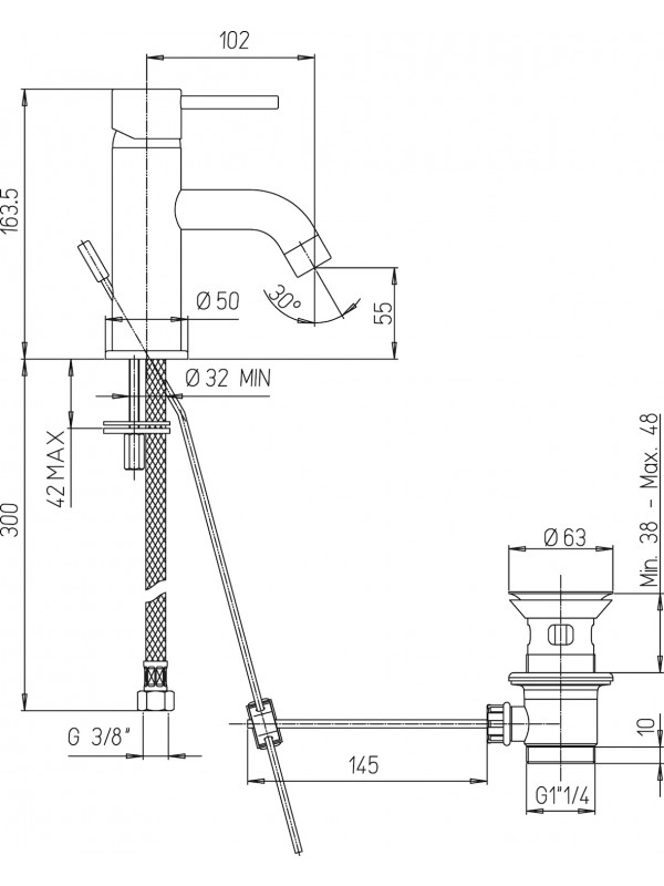 MITIGEUR COX NOIR MAT Haut : 163 mm - PAINI - 78pw211_sch_ma_cox_mitigeur_lavabo_paini_1_1