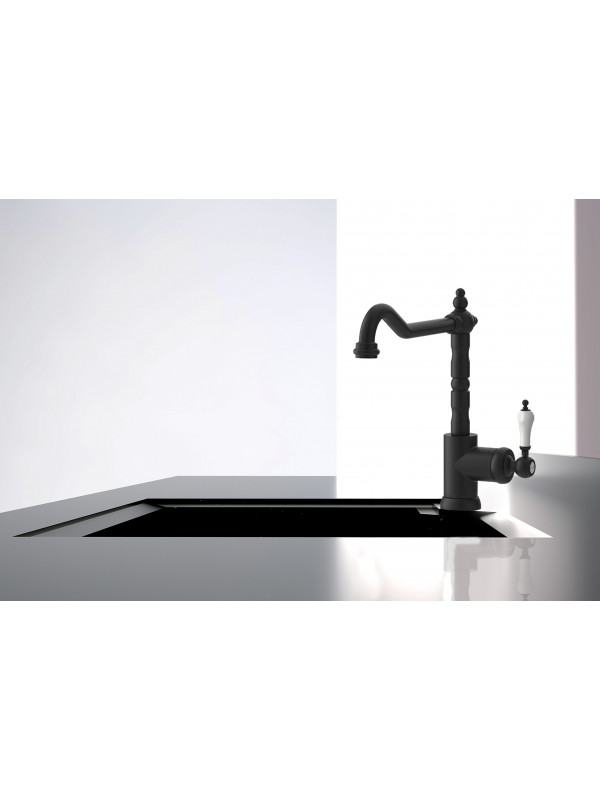 Mitigeur cuisine DUOMO - PAINI - 88pz572_melangeur_evier_retro_noir_mat_paini_france