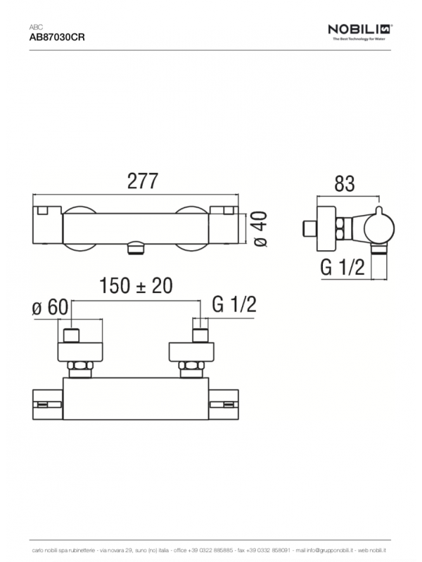 ABC Thermostatique Douche Chrome - ab87030cr-thermostatique_nobilis_abc_schema