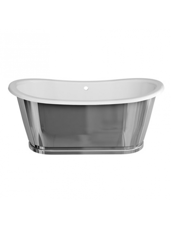 Baignoire Ilot BALTHAZAR A DOUBLE EXTREMITE  1675 MM - baignoire_balthazar_avec_exte_rieur_avec_tablier_chrome_burlington_1
