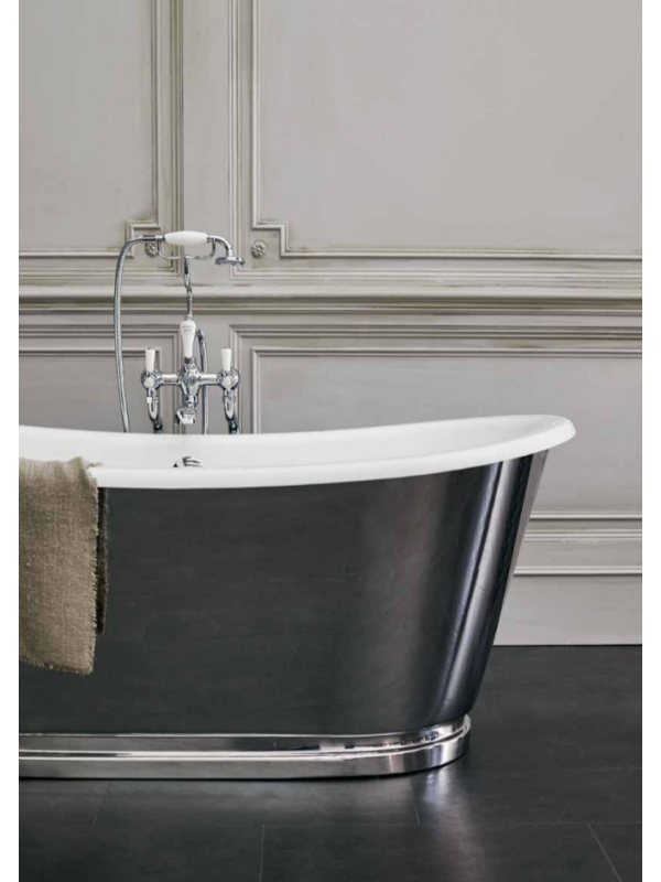 Baignoire Ilot BALTHAZAR A DOUBLE EXTREMITE  1675 MM - baignoire_balthazar_en_clearstone_avec_exte_rieur_en_acier_inoxydable_burlington_1
