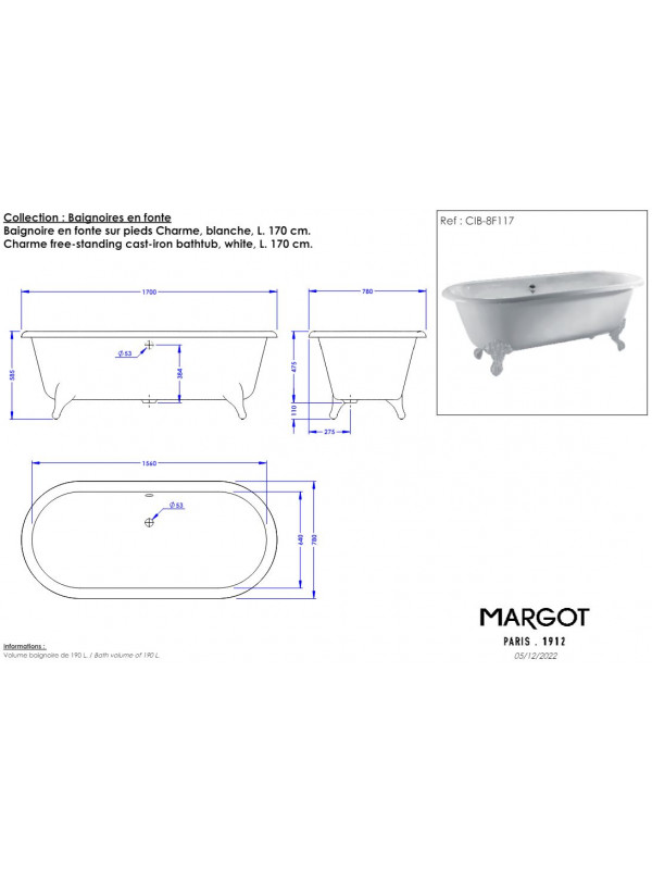 Baignoire Charme - MARGOT - Baignoire en Fonte sur Pieds - baignoire_margot_charme_3