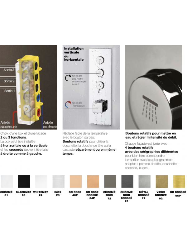 MÉCANISME 3 SORTIES ENCASTRÉ THERMOSTATIQUE POUR THERMO TWIST - box_encastre_e_universelle_thermo_twist_3-sorties_cs61300