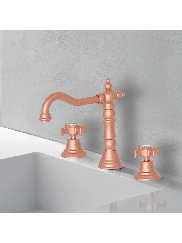 MELANGEUR 3 TROUS LAVABO CHAMBORD RETRO - ch11234p_or_rose__brosse___me_langeur_lavabo_chambord_3_trous_ondyna