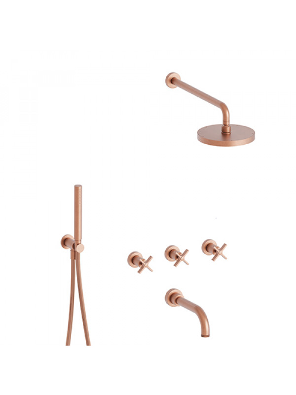 BAIN DOUCHE ENCASTRÉ OR ROSÉ BROSSÉ CROSS ROAD - cr11334p_or_rose__brosse__me_langeur_bain_douche_encastre_e_ondyna_cr113_1