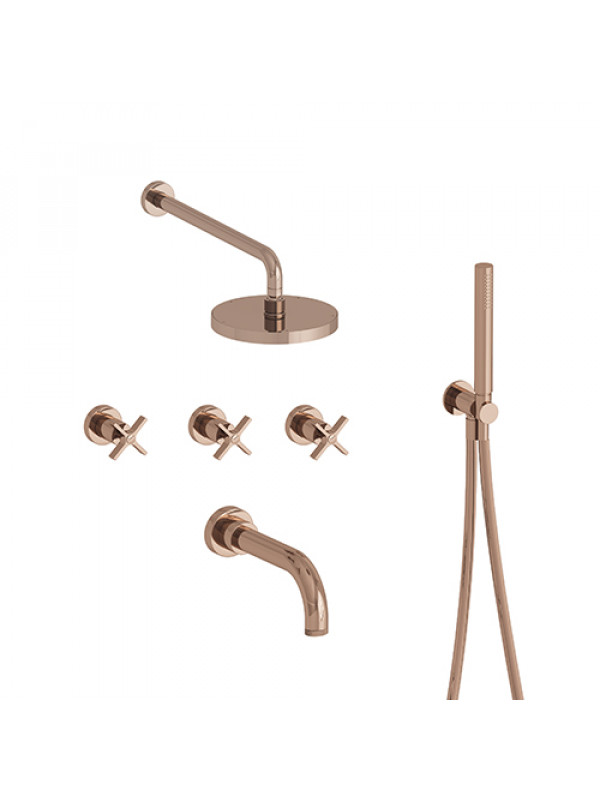 MELANGEUR BAIN DOUCHE ENCASTRÉ CROSS ROAD 3 TROUS - cr11346p_or_rose__me_langeur_bain_douche_encastre_e_ondyna_cr113
