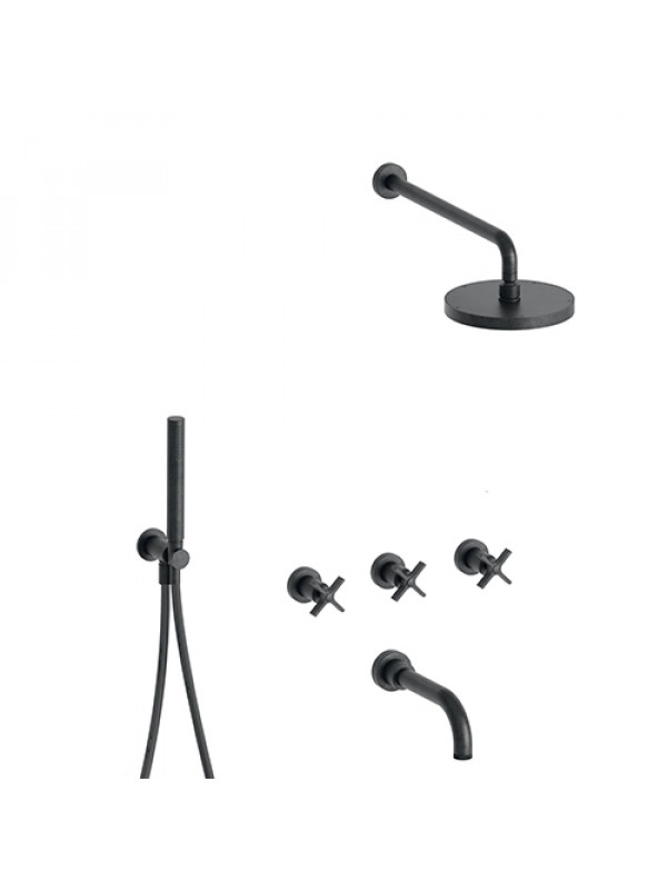 BAIN DOUCHE ENCASTRÉ CHROMÉ NOIR BROSSÉ CROSS ROAD - cr11375_noir_chrome__brosse__me_langeur_bain_douche_encastre_e_ondyna_cr113_1
